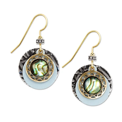 Silver Forest Abalone Layered Mixed Metal Discs Drop Earrings for only USD 23.00 | Hallmark