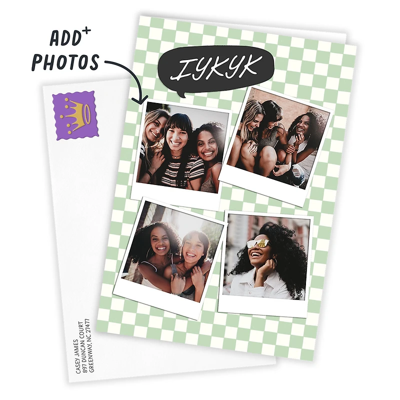 Personalized Green and White Checkerboard Photo Card for only USD 4.99 | Hallmark