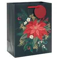 9.6" Red Poinsettia on Black Medium Christmas Gift Bag for only USD 3.49 | Hallmark
