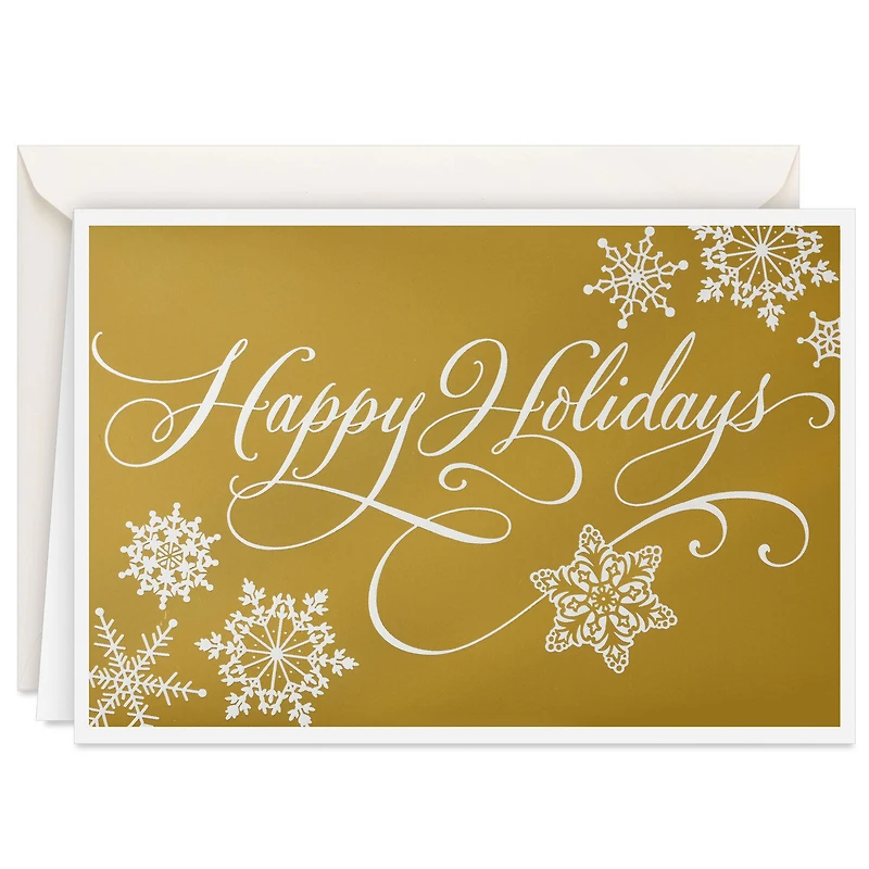 Snowflakes and Script on Gold Boxed Christmas Cards, Pack of 16 for only USD 15.49 | Hallmark