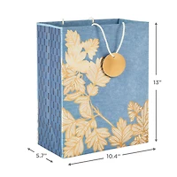 13" Gold Leaves on Chambray Blue Large Gift Bag for only USD 4.99 | Hallmark