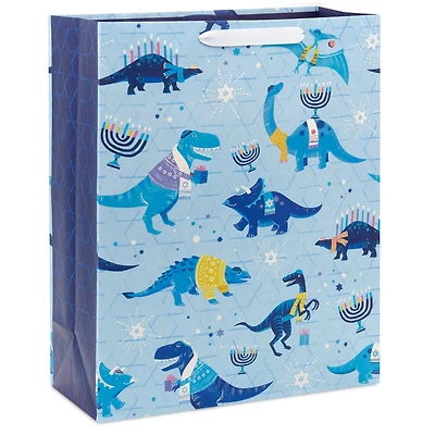 15.5" Dinos on Blue Extra-Large Hanukkah Gift Bag for only USD 4.99 | Hallmark