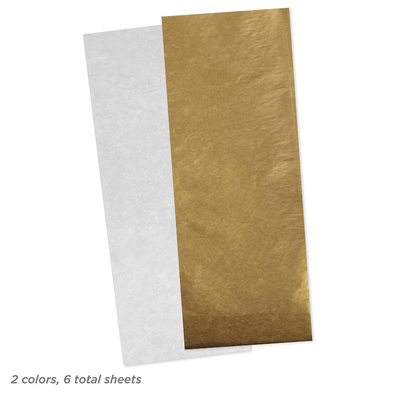 Solid White/Metallic Gold 2-Pack Holiday Tissue Paper, 6 sheets for only USD 2.49 | Hallmark