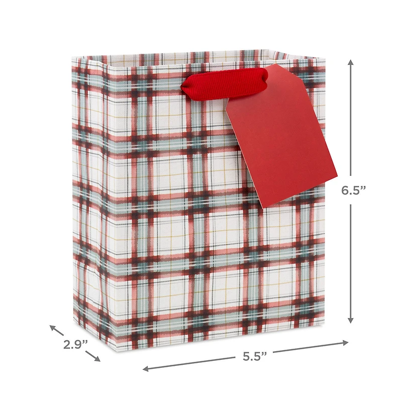 6.5" Farmhouse Plaid on White Small Holiday Gift Bag for only USD 2.49 | Hallmark