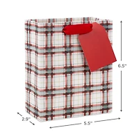 6.5" Farmhouse Plaid on White Small Holiday Gift Bag for only USD 2.49 | Hallmark