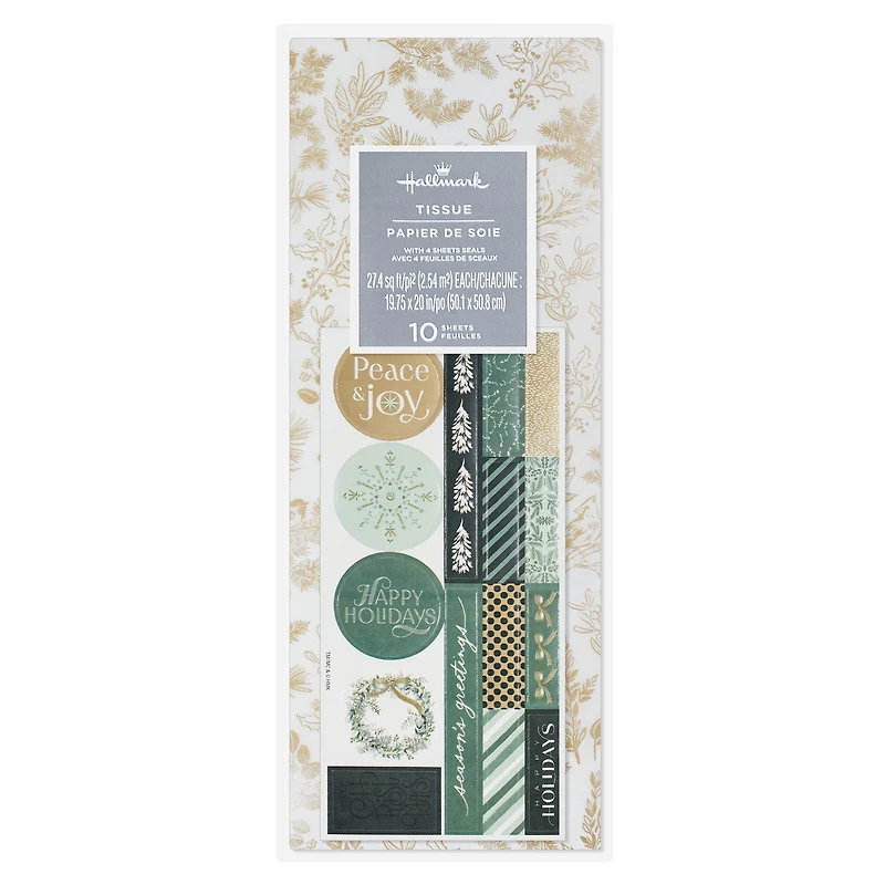 Gold Toile Holiday Tissue Paper With Stickers, 10 sheets for only USD 4.99 | Hallmark