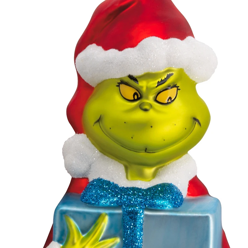 Dr. Seuss's How the Grinch Stole Christmas!™ Grinch With Present Blown Glass Hallmark Ornament for only USD 11.49 | Hallmark
