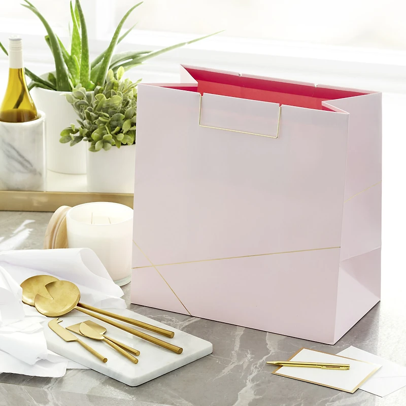 Light Pink With Gold Extra-Deep Square Gift Bag, 15" for only USD 7.99 | Hallmark