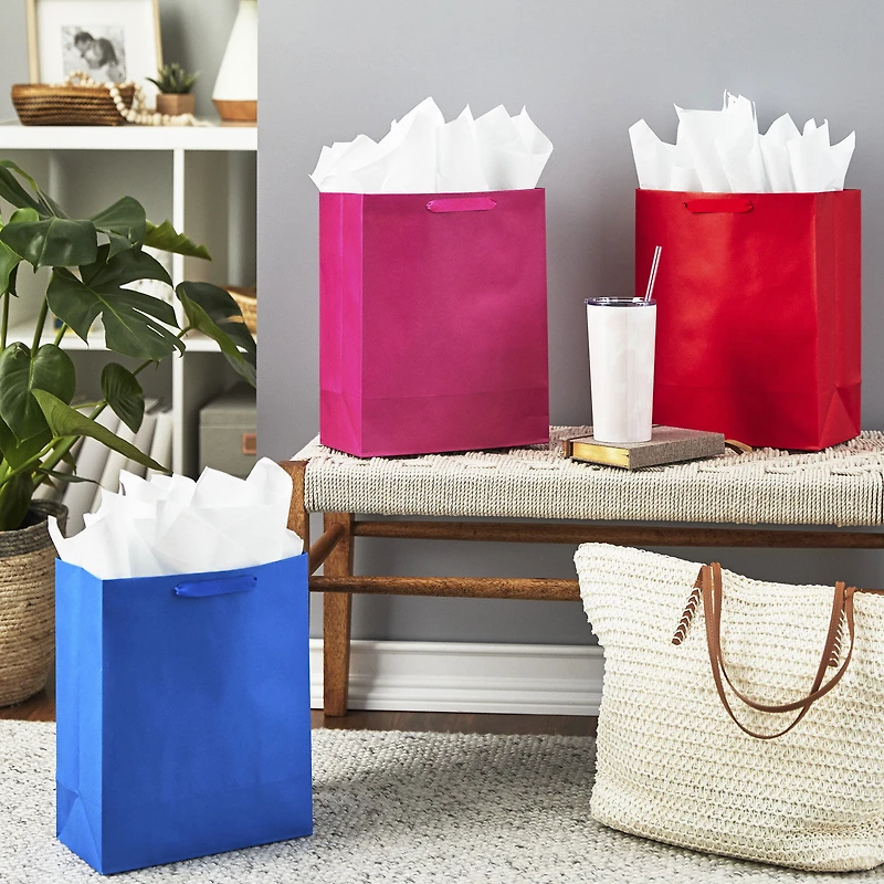 13" Assorted Solid Colors 3-Pack Large Gift Bags for only USD 7.99 | Hallmark