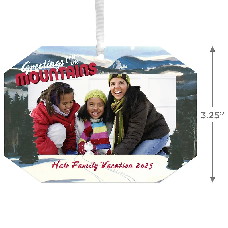 Mountain Vacation Metal Personalized Ornament, Custom Photo and Text for only USD 17.99 | Hallmark