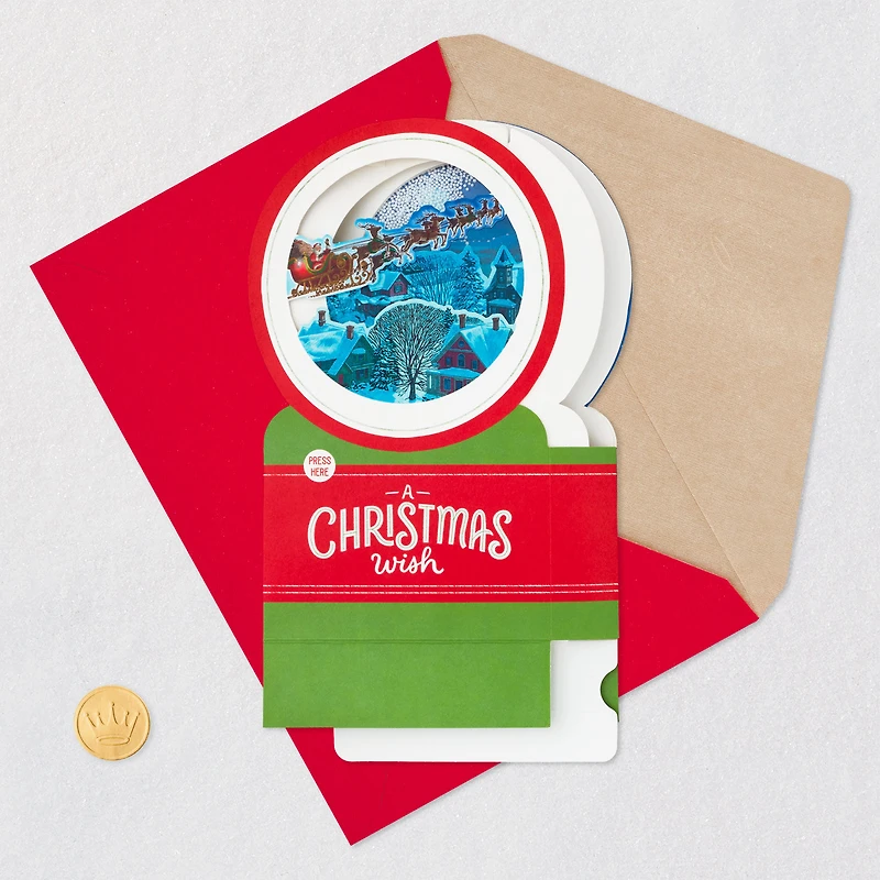 Santa's Sleigh Snow Globe Musical 3D Pop-Up Christmas Card With Motion for only USD 12.99 | Hallmark