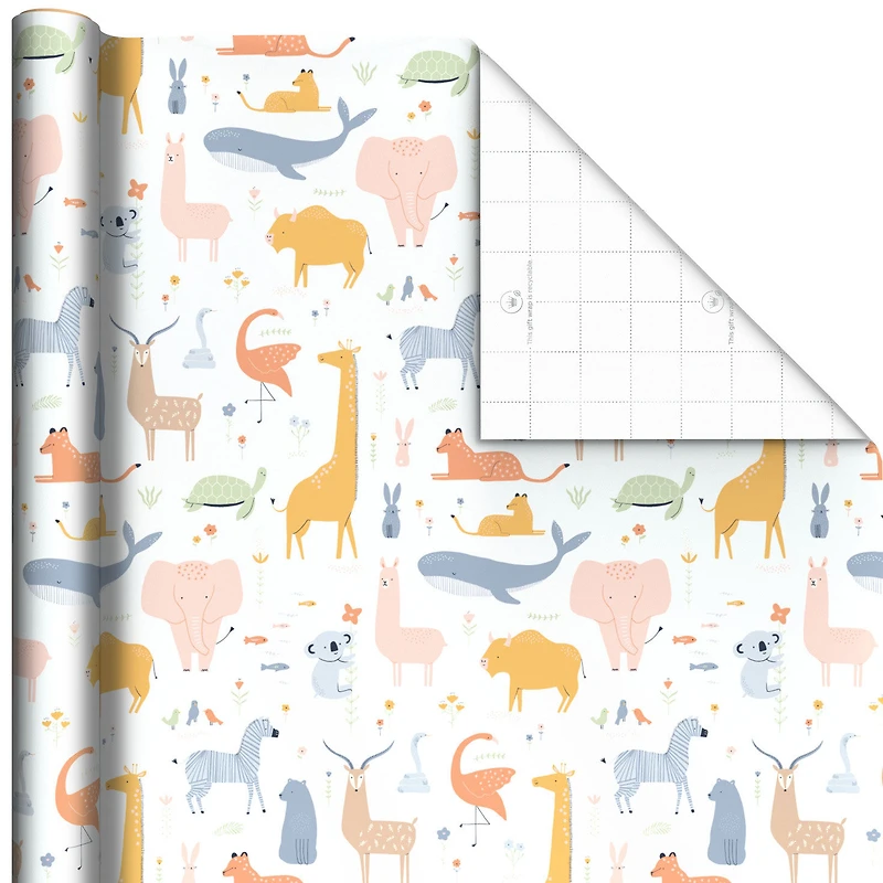 Pastel Animals Jumbo Wrapping Paper, 90 sq. ft. for only USD 9.99 | Hallmark