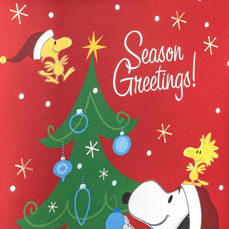 15.5" Peanuts® Snoopy and Woodstock on Red Extra-Large Christmas Gift Bag for only USD 4.99 | Hallmark