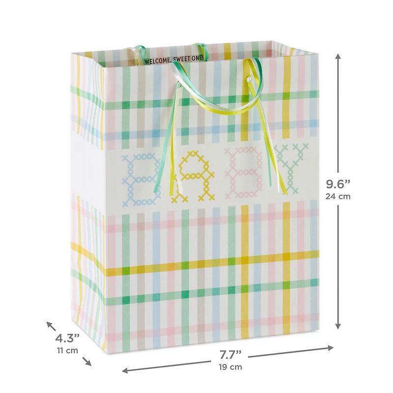 9.6" Pastel Plaid Medium New Baby Gift Bag for only USD 4.49 | Hallmark