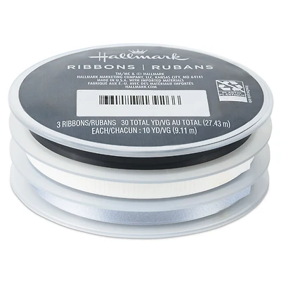 White/Matte Silver/Metallic Black 3-Pack Curling Ribbon, 90' total for only USD 2.99 | Hallmark
