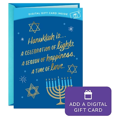 Lights, Happiness and Love Gift Card Greeting Hanukkah Card for only USD 4.99 | Hallmark
