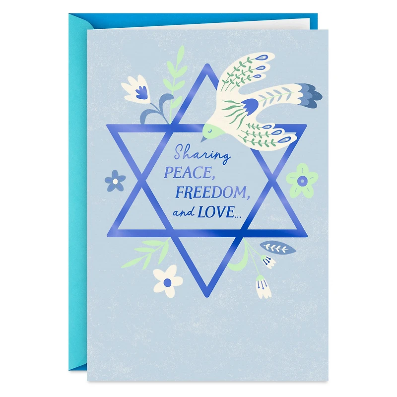Peace, Freedom and Love Dove and Star of David Hanukkah Card for only USD 2.99 | Hallmark