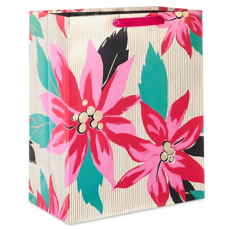 13" Lacey Chabert Collection Pink Poinsettias Large Christmas Gift Bag for only USD 5.49 | Hallmark