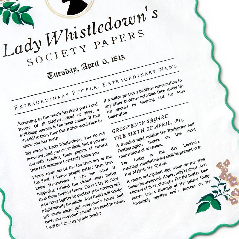 Bridgerton Lady Whistledown's Society Papers Tea Towel, 18x26 for only USD 16.99 | Hallmark