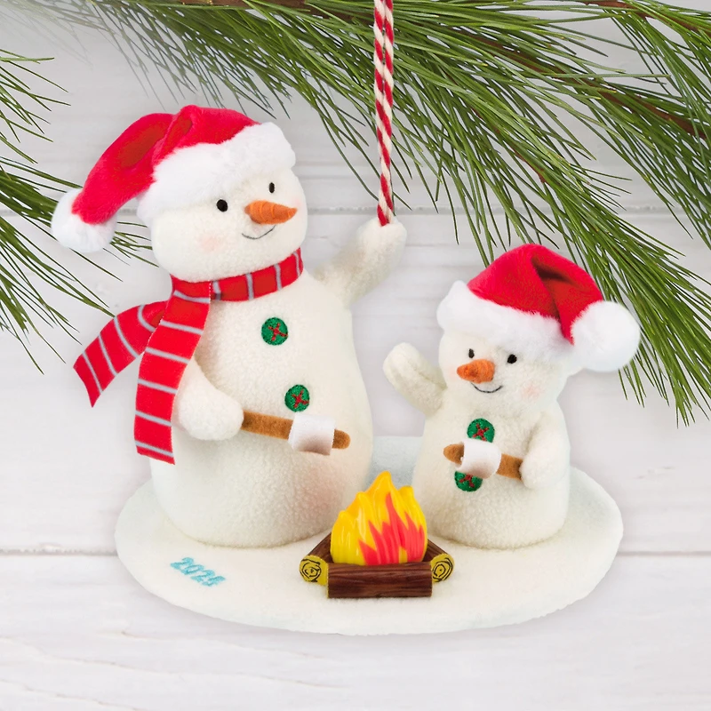 Roasting Marshmallows Snowmen 2025 Fabric Hallmark Ornament for only USD 17.99 | Hallmark