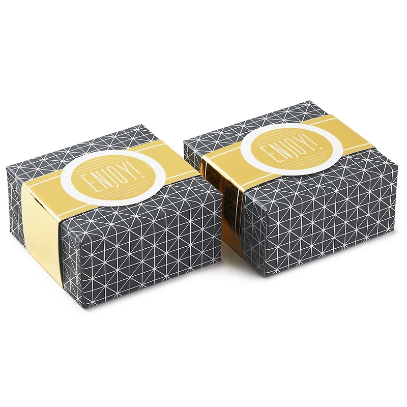 4" Gray Geometric 2-Pack Gift Boxes With Gold Bands for only USD 6.99 | Hallmark