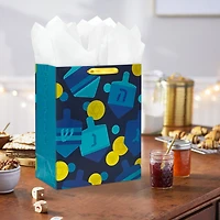 13" Dreidels and Gelt on Black Large Hanukkah Gift Bag for only USD 4.99 | Hallmark