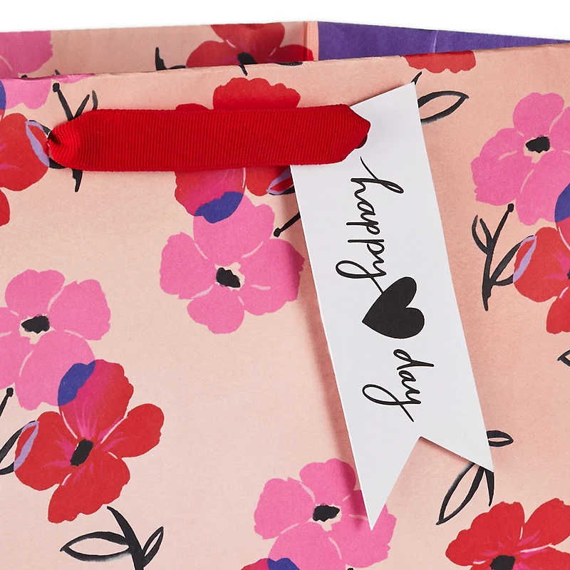 13" Pink and Red Flowers on Peach Large Valentine's Day Gift Bag for only USD 4.99 | Hallmark