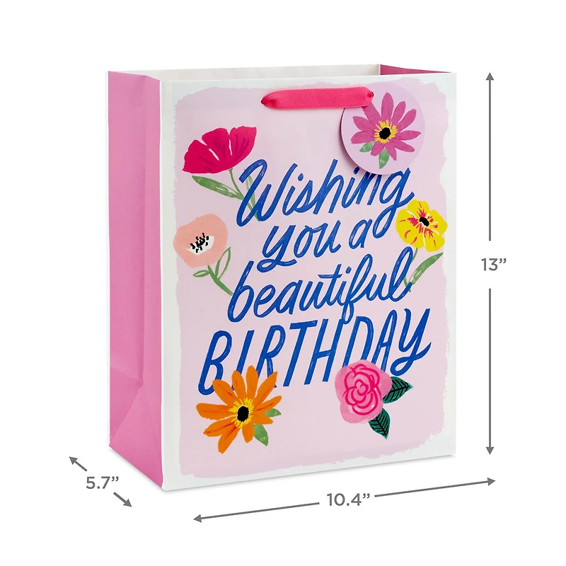 13" Floral Beauty on Pink Large Birthday Gift Bag for only USD 4.49 | Hallmark