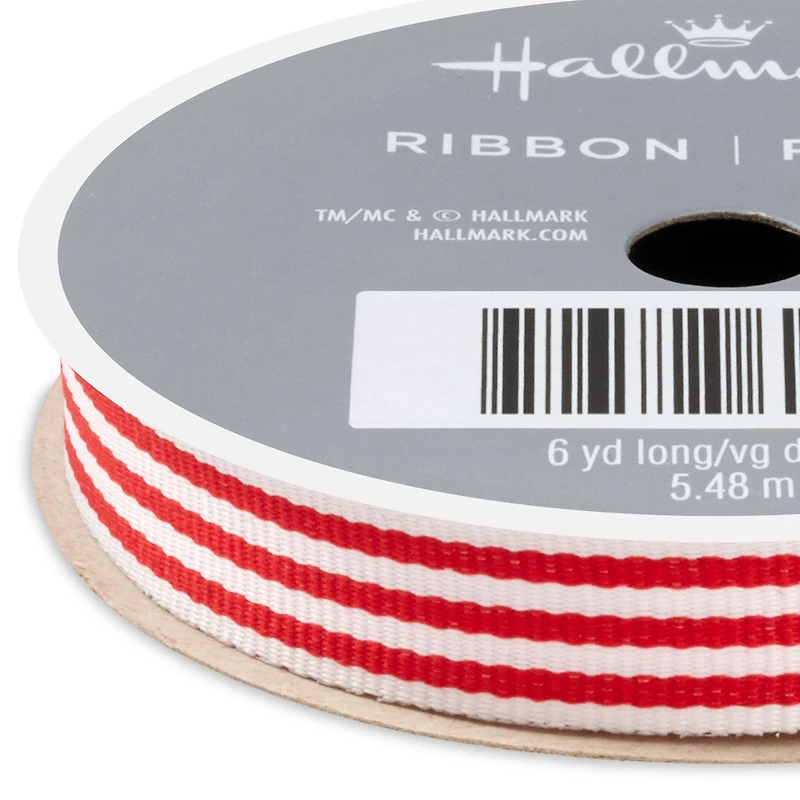 0.5" Red and White Striped Holiday Ribbon, 18' for only USD 4.99 | Hallmark
