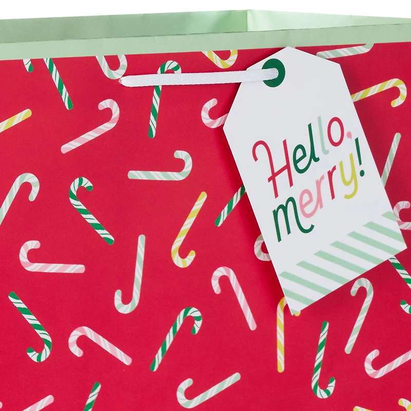 15" Merry Candy Canes on Red Extra-Deep Christmas Gift Bag for only USD 5.49 | Hallmark