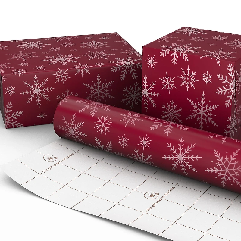 Snowflakes on Red Christmas Wrapping Paper Roll, 22.5 sq. ft. for only USD 4.99 | Hallmark