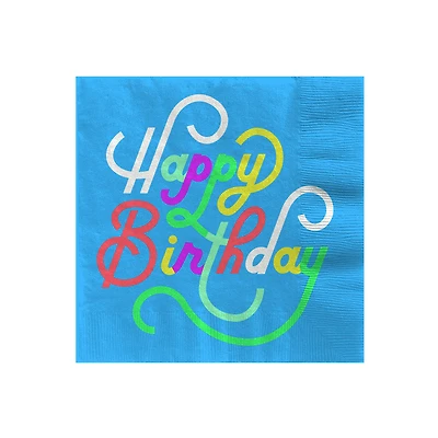 "Happy Birthday" on Blue Cocktail Napkins, Pack of 16 for only USD 4.49 | Hallmark