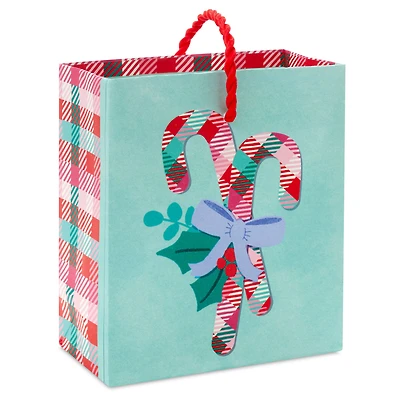4.6" Plaid Candy Canes on Aqua Christmas Gift Card Holder Mini Bag for only USD 2.49 | Hallmark
