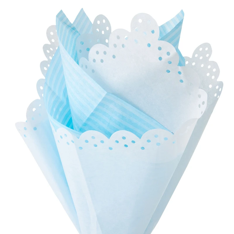 Blue Stripes and White Lace-Edged 2-Pack Tissue Paper, 4 sheets total for only USD 4.49 | Hallmark