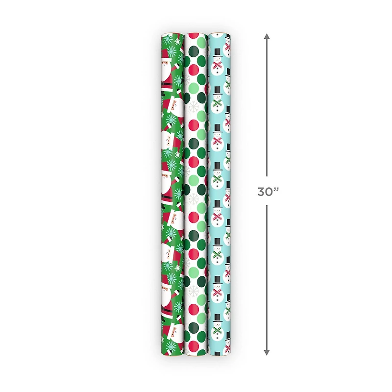Bright and Graphic 3-Pack Reversible Christmas Wrapping Paper, 120 sq. ft. for only USD 16.99 | Hallmark
