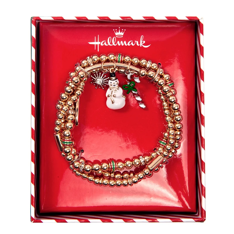 Hallmark Gold Christmas Stretch Charm Bracelets, Set of 3 for only USD 28.00 | Hallmark