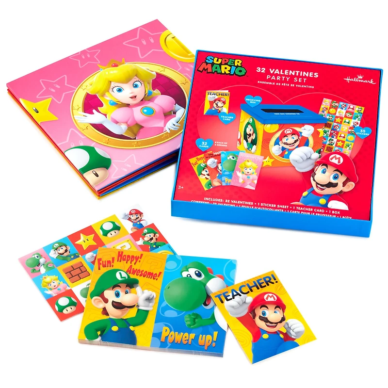 Nintendo Super Mario™ Kids Classroom Valentines Set With Cards, Stickers and Mailbox for only USD 9.99 | Hallmark