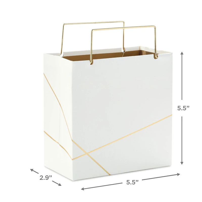 White With Gold Small Square Gift Bag, 5.5" for only USD 4.99 | Hallmark