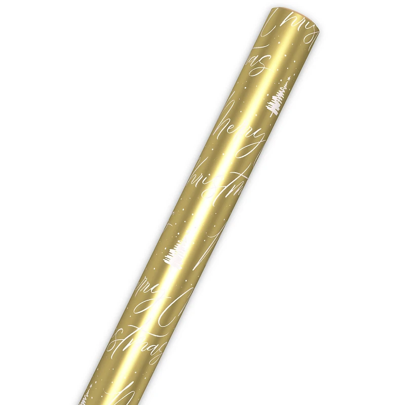 Merry Christmas on Gold Metallic Jumbo Wrapping Paper Roll, 54 sq. ft. for only USD 9.99 | Hallmark