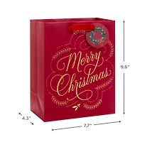 9.6" Gold Merry Christmas on Dark Red Medium Gift Bag for only USD 3.99 | Hallmark