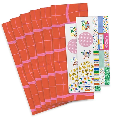 Wavy Pink Plaid on Red Tissue Paper Wrapping Kit for only USD 2.99 | Hallmark