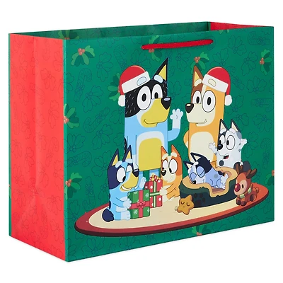 10.4" Bluey Family on Green Large Christmas Gift Bag for only USD 4.49 | Hallmark