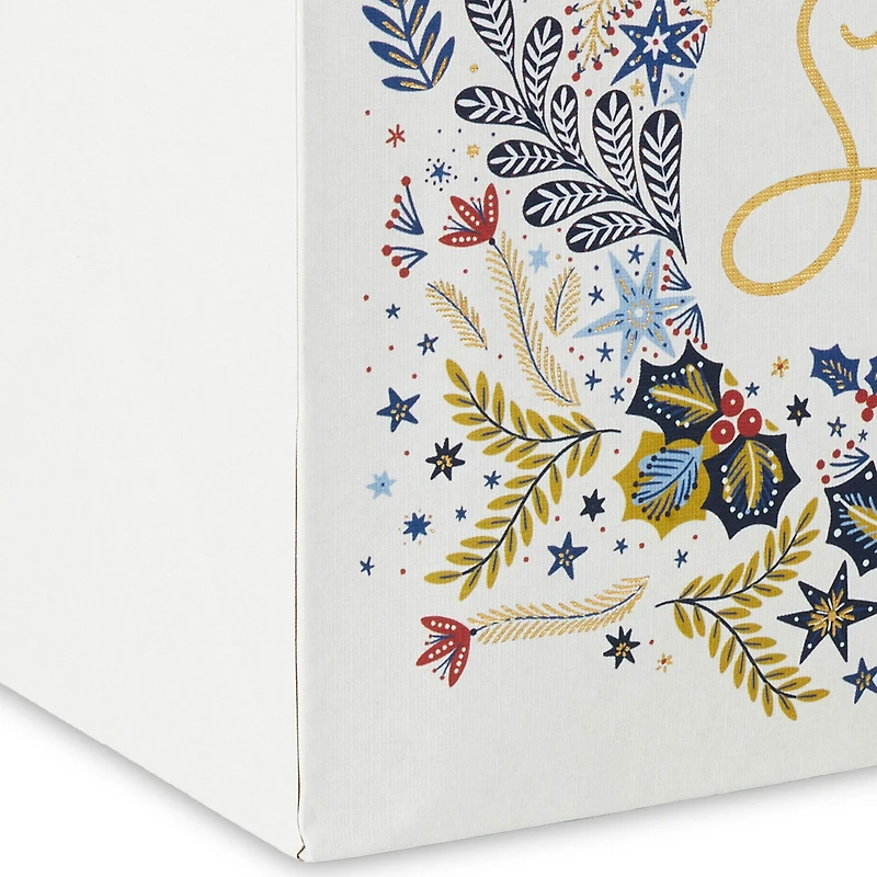 9.6" Snowman Silhouette on Holiday Toile Medium Gift Bag for only USD 3.99 | Hallmark