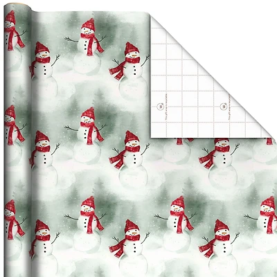 Watercolor Snowman in Red Plaid Holiday Wrapping Paper Roll, 22.5 sq. ft. for only USD 4.99 | Hallmark