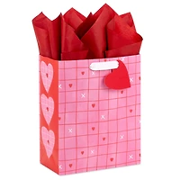 9.6" Red Grid on Pink Medium Valentine's Day Gift Bag With Tissue Paper for only USD 6.49 | Hallmark