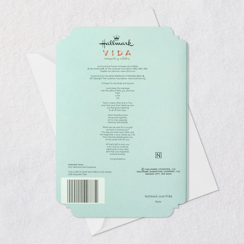 Joy Religious Spanish-Language Wedding Card for Couple With Prayer Card for only USD 5.99 | Hallmark