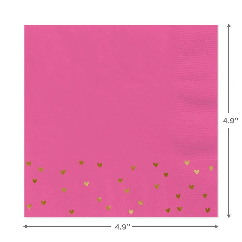 Foil Hearts on Pink Cocktail Napkins, Set of 16 for only USD 4.49 | Hallmark
