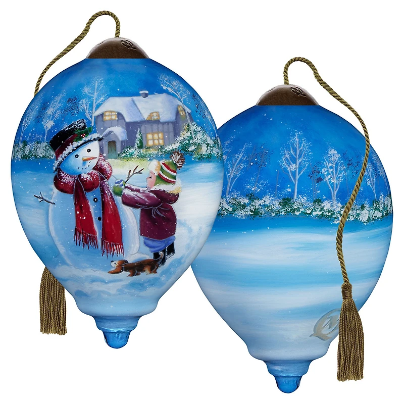 Ne'Qwa Art You Warm My Heart Snowman and Child Glass Christmas Ornament for only USD 35.00 | Hallmark
