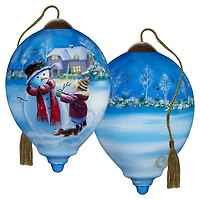 Ne'Qwa Art You Warm My Heart Snowman and Child Glass Christmas Ornament for only USD 35.00 | Hallmark