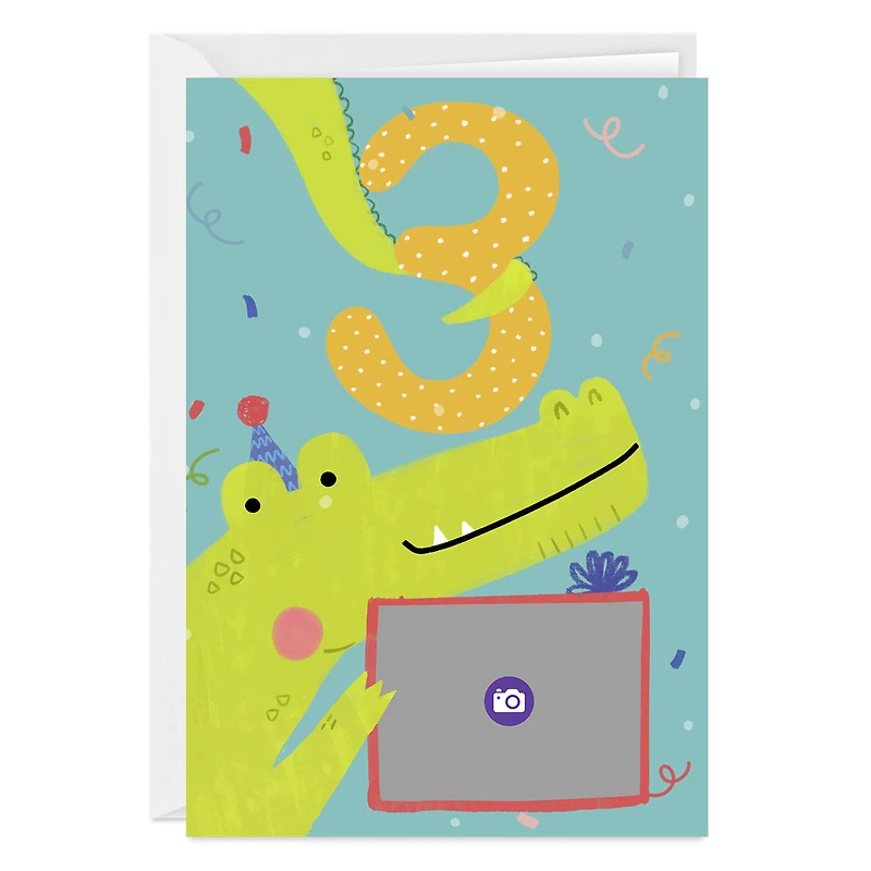 Festive Crocodile Custom 3rd Birthday Card for only USD 4.99 | Hallmark